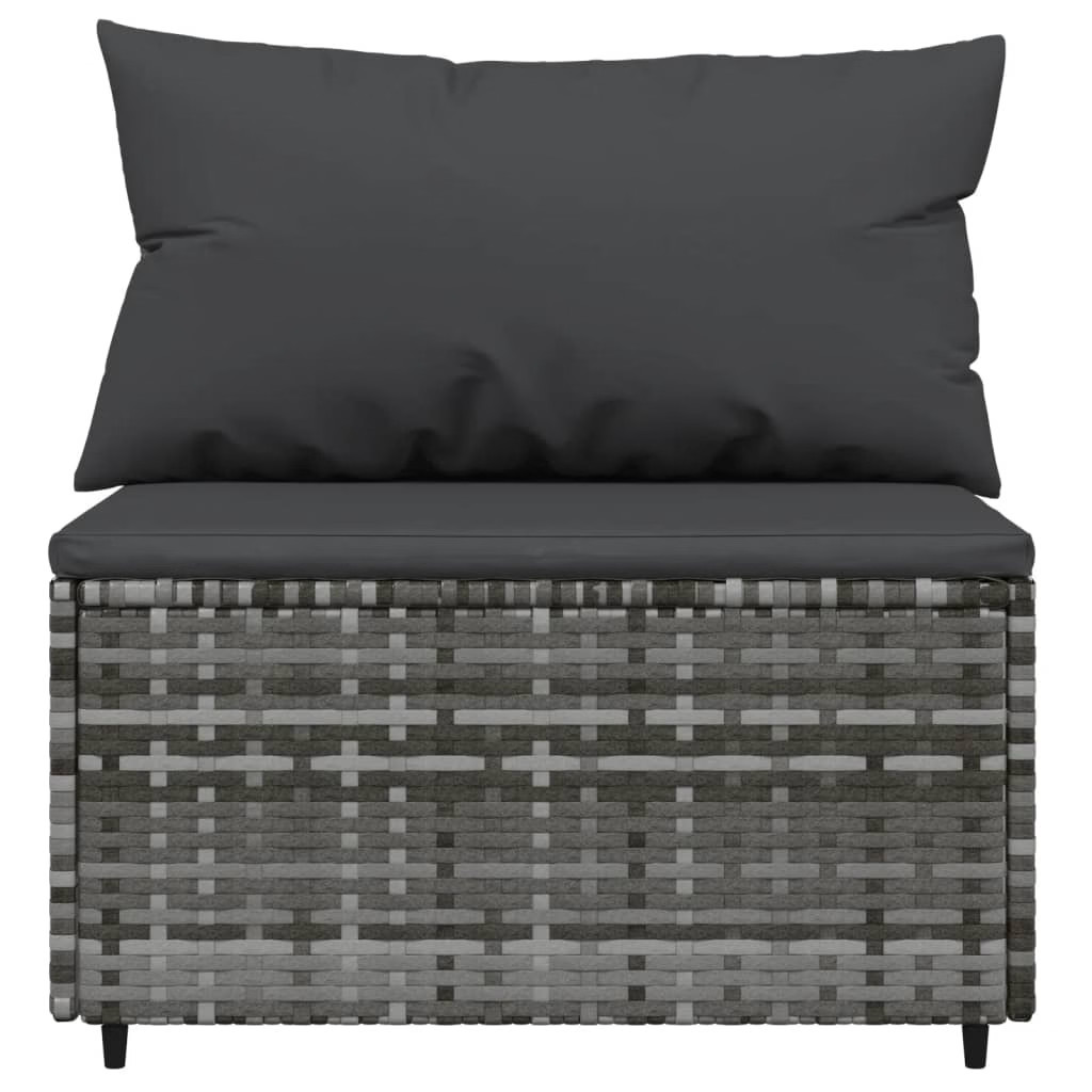Patio Lounge Set Grey Poly Rattan Medium Adjustable Feet