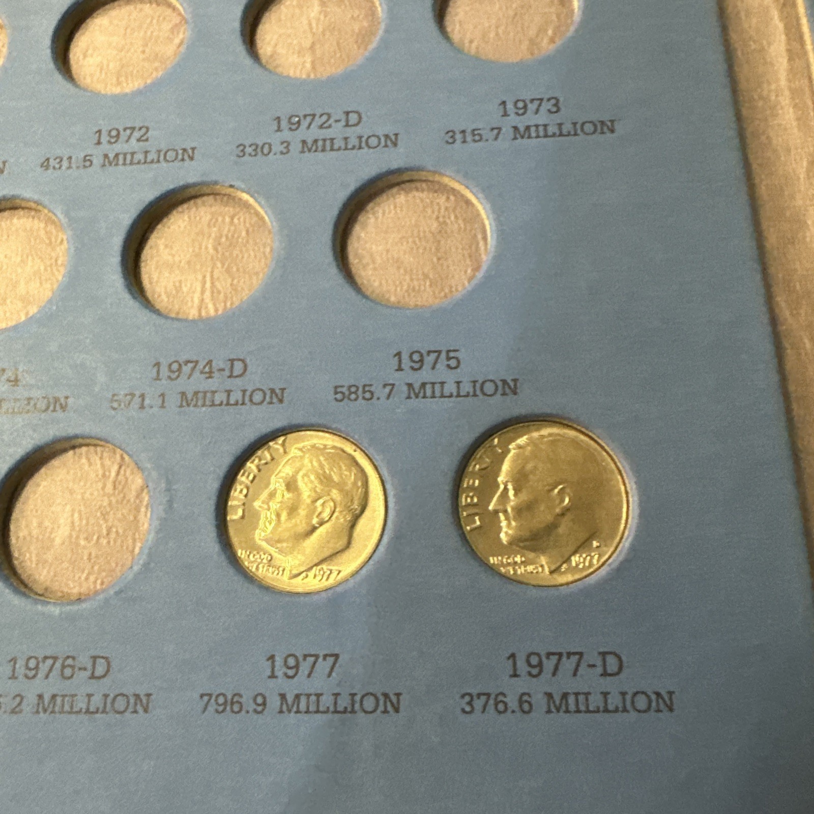 1977 ~ 1980 Silver Roosevelt Dimes ~ 7 Coins Plus Coin Folder