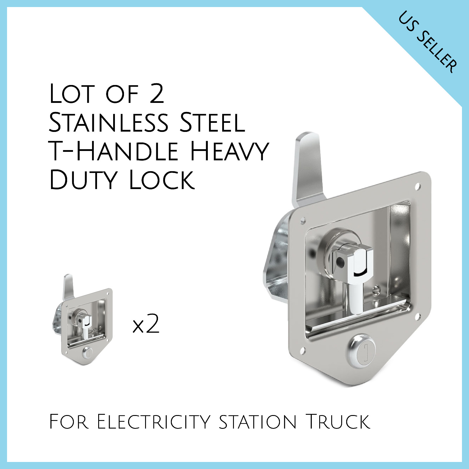 LOT OF 2 T Handle Heavy Duty Lock Stainless Steel Electricity station Truck 215