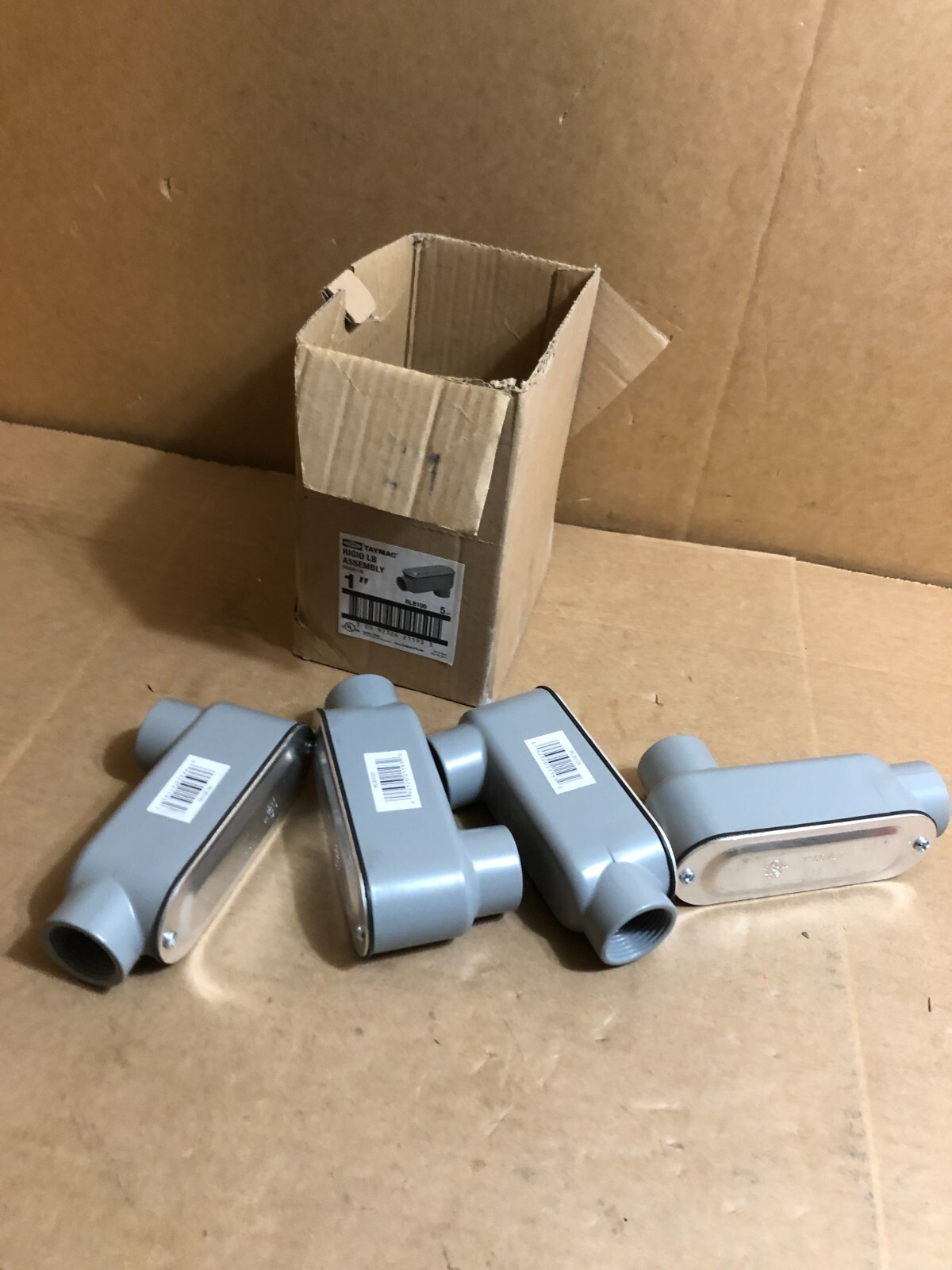 4x Pack Lot Taymac RLB100 Rigid LB Threaded Conduit Body RLB Assembly 1"