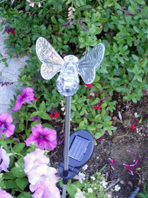 Set of 2 Garden Solar Powered Bumble Bee Garden Yard Stake Color Change Light