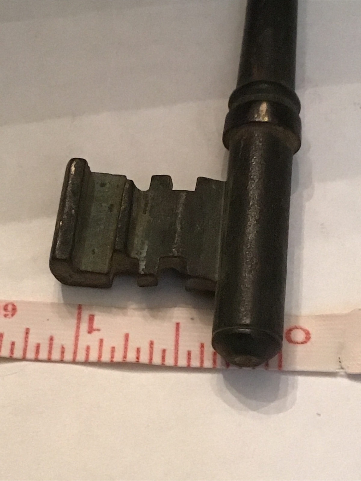 Antique Iron Skeleton Key 1.3/8” X 4.7/16” Long -Has 19.5 Marked on It.