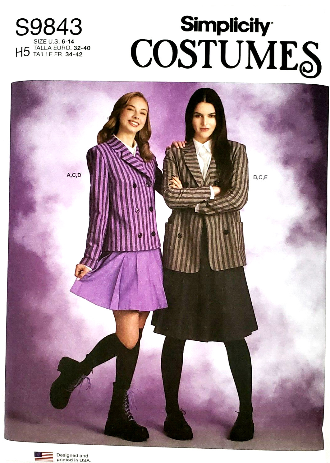 Simplicity 9843 Costume Semi-fitted, unlined double-breasted Jacket Sz 6-14 NEW