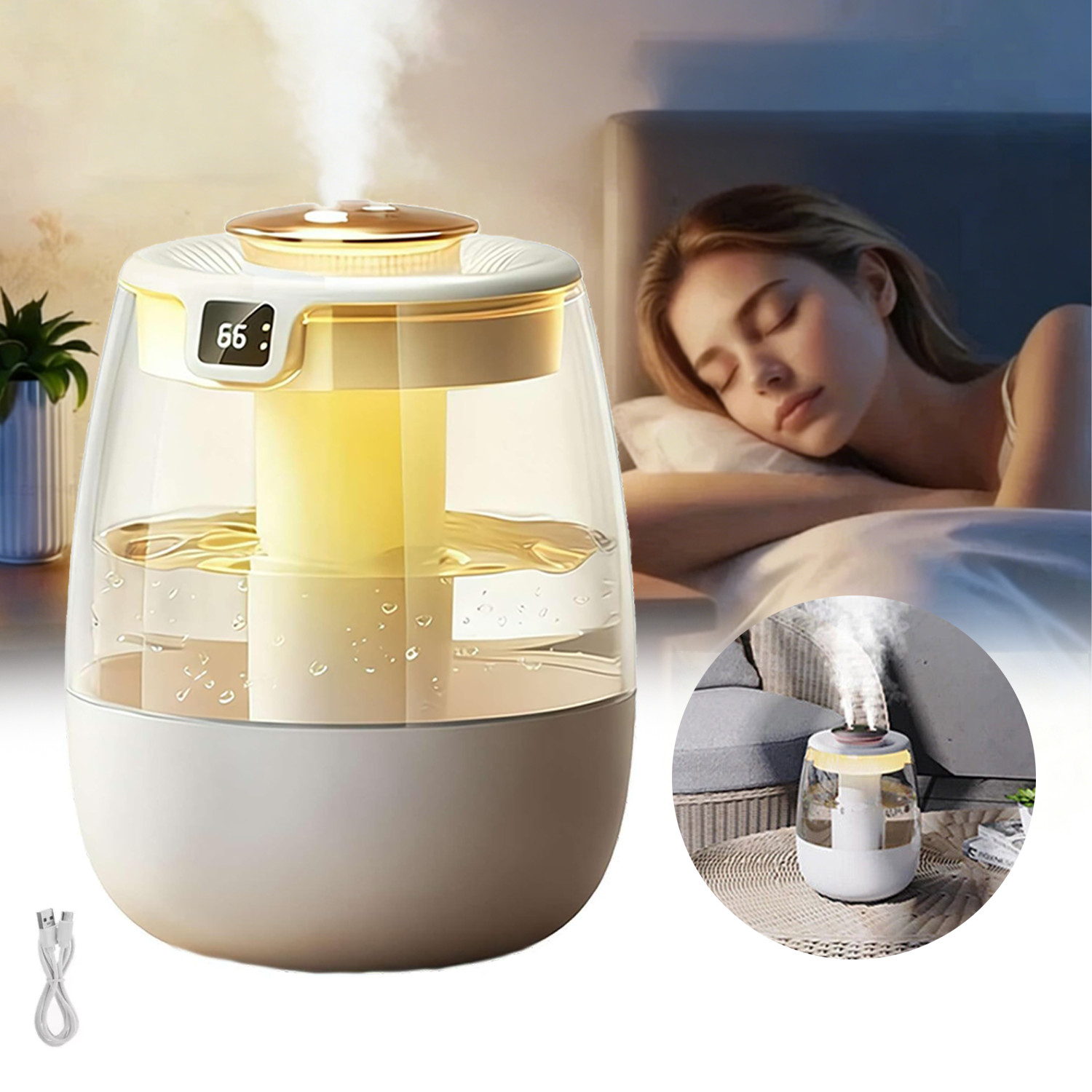 1500ml Humidifiers for Bedroom Large Room Office Cool Mist Air Humidifier Indoor