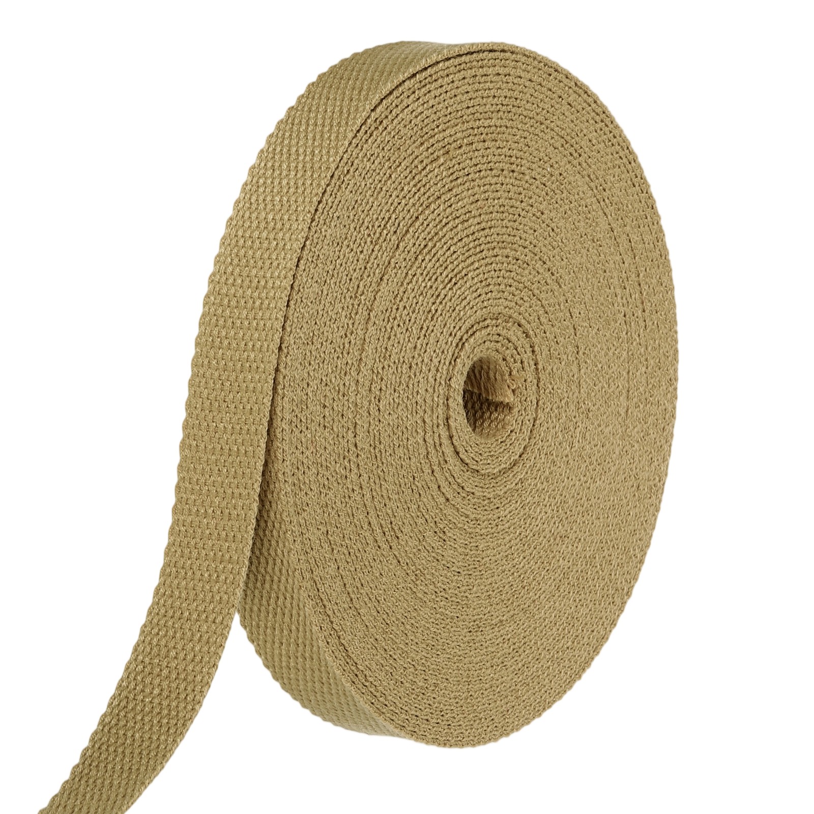 Cotton Webbing 0.8 Inch 11 Yard Polyester Cotton Webbing Strap, Khaki
