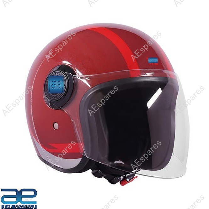 Copter Cross Pattern Open Face Helmet Maroon & Red For Royal Enfield Rider S2u