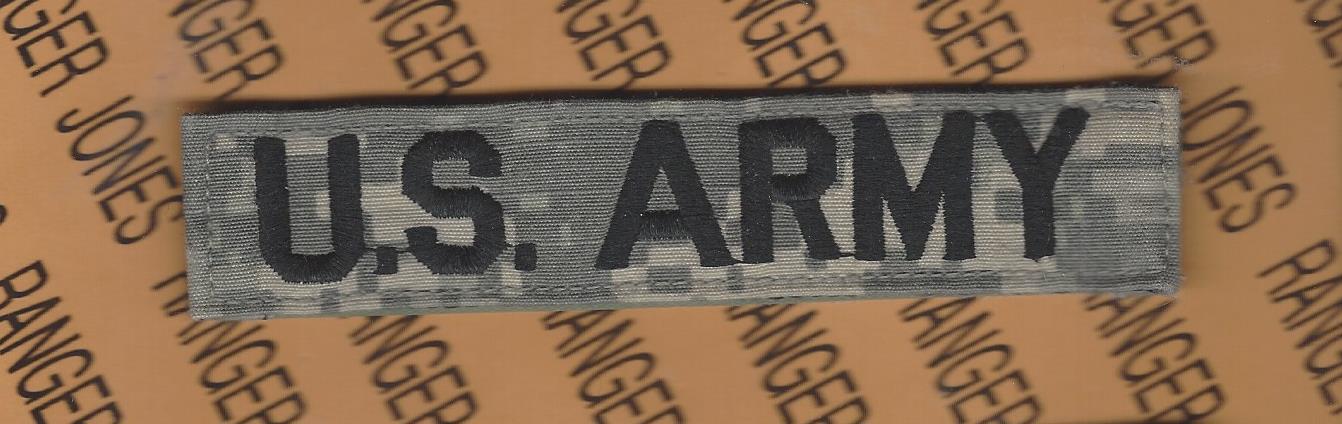 US Army ACU Name tape w/ Hook 5" cloth chest patch