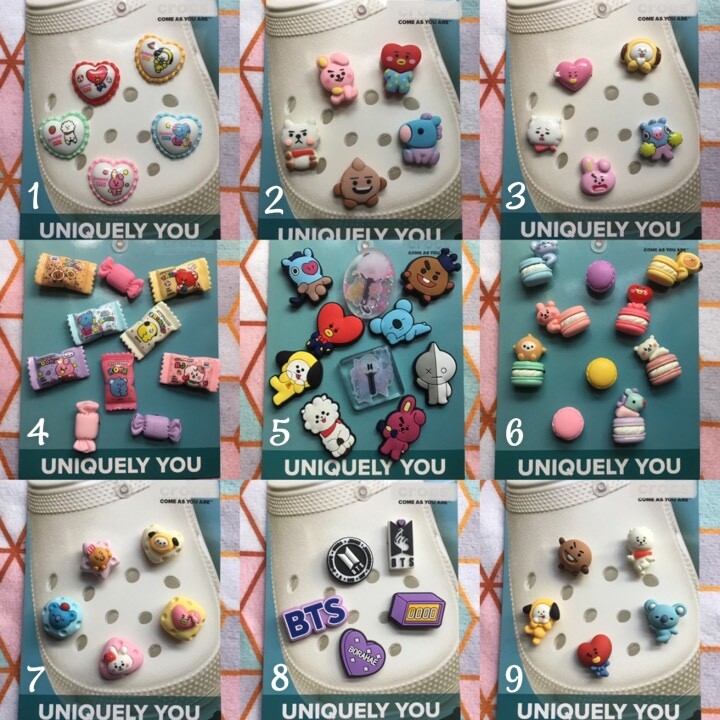 Handmade 5 10 pack shoe charm set Bts Kpop Bt21 Universe Bangtan Boys Suga Jin V