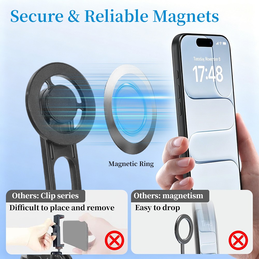Magnetic Phone Tripod Extendable 360° Selfie Stick w/Remote for iPhone & Android