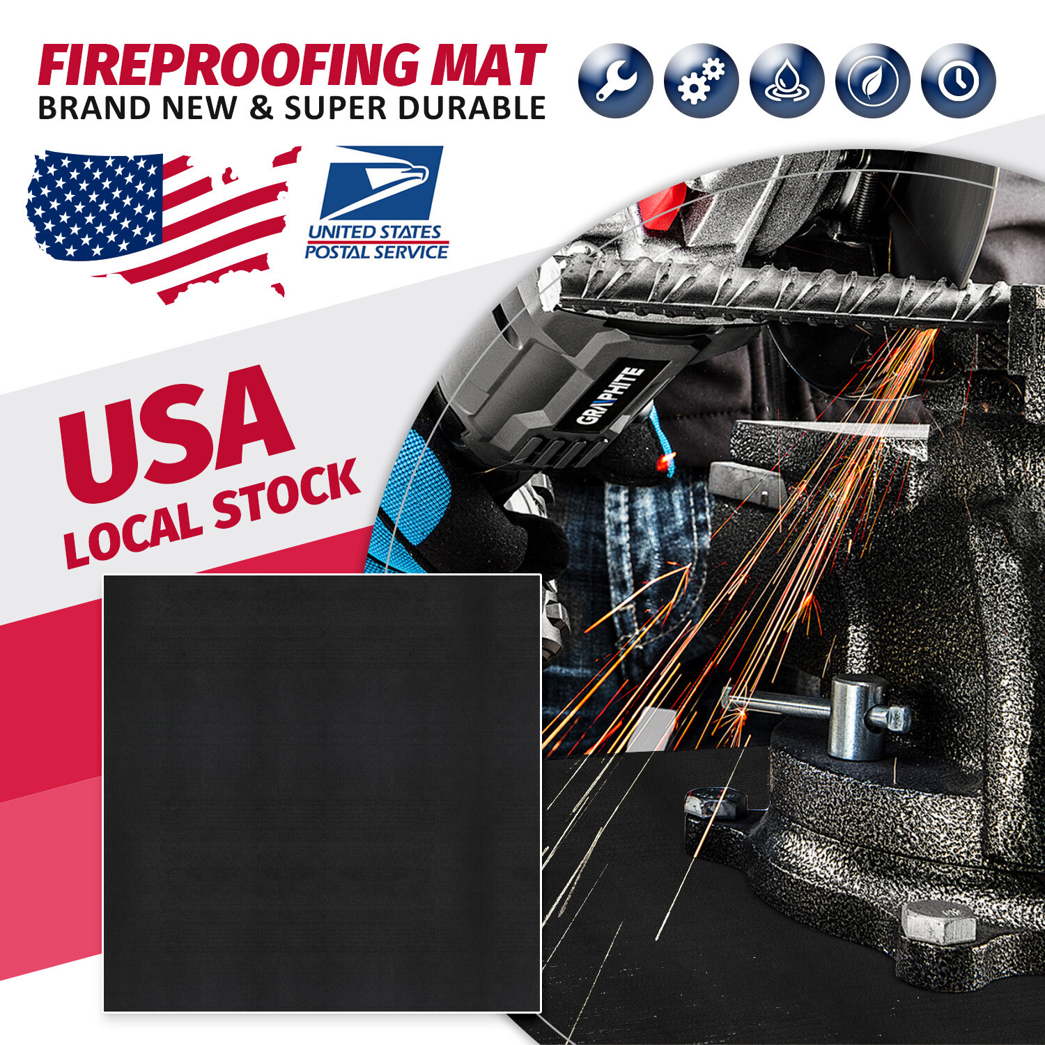 40 X 40 Inches under Grill Mat for Outdoor Grill, Double Sided Fireproof BBQ Flo