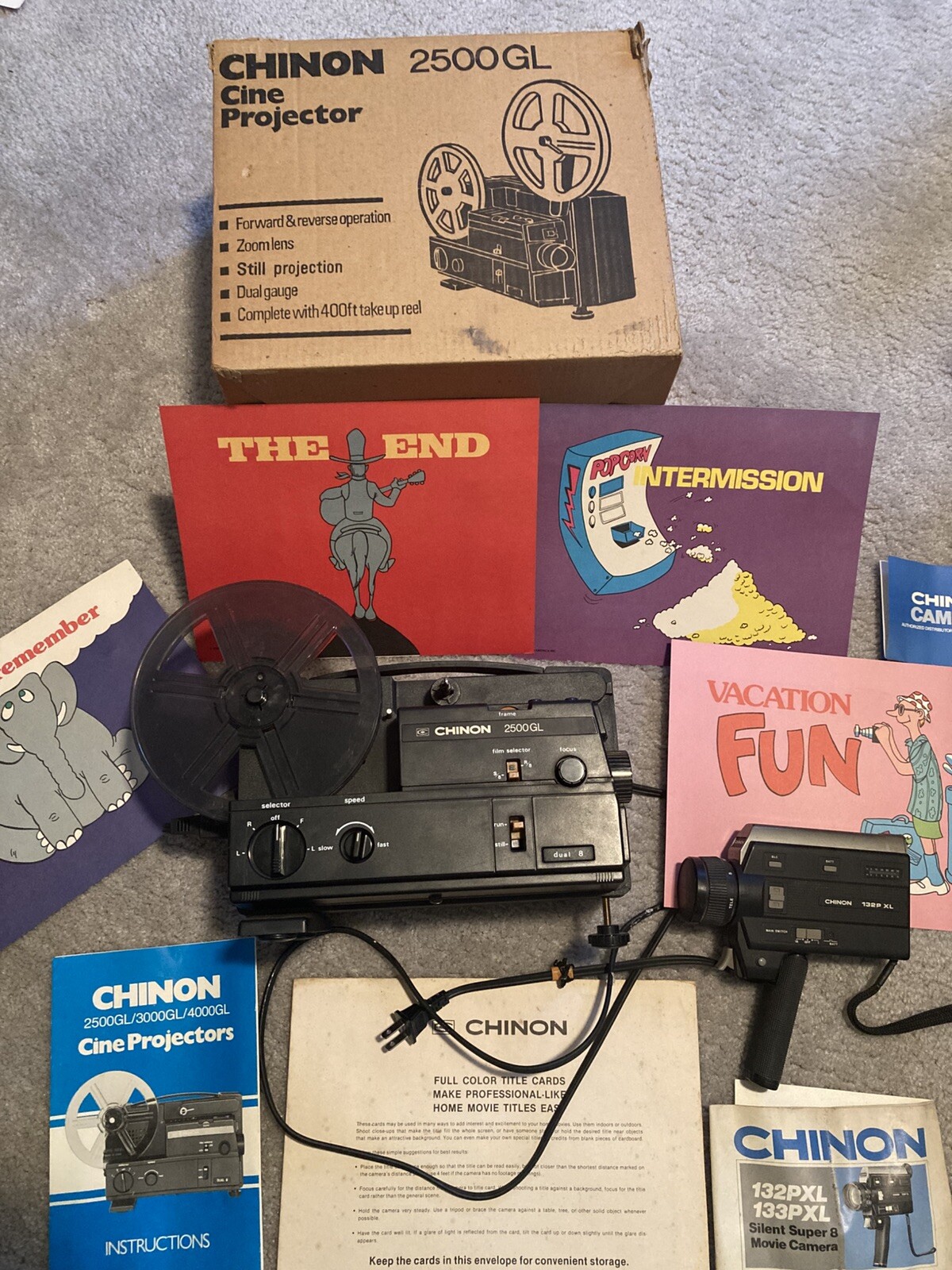 Chinon 2500GL Dual Super 8mm Film Projector And Chinon 132P XL For Parts