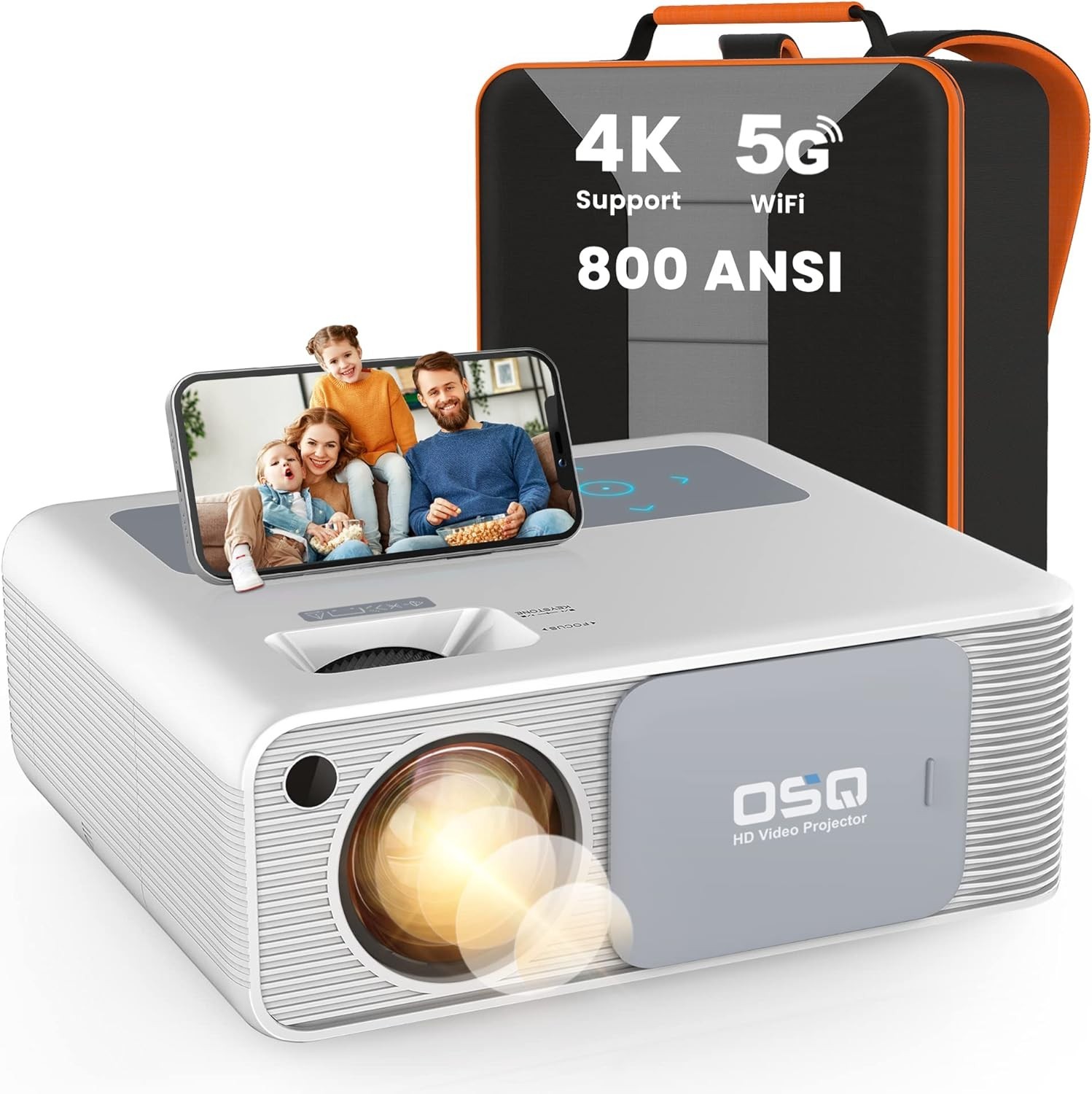 OSQ Model O-410 5G WiFi 1080P Projector 4K Supported Bluetooth White