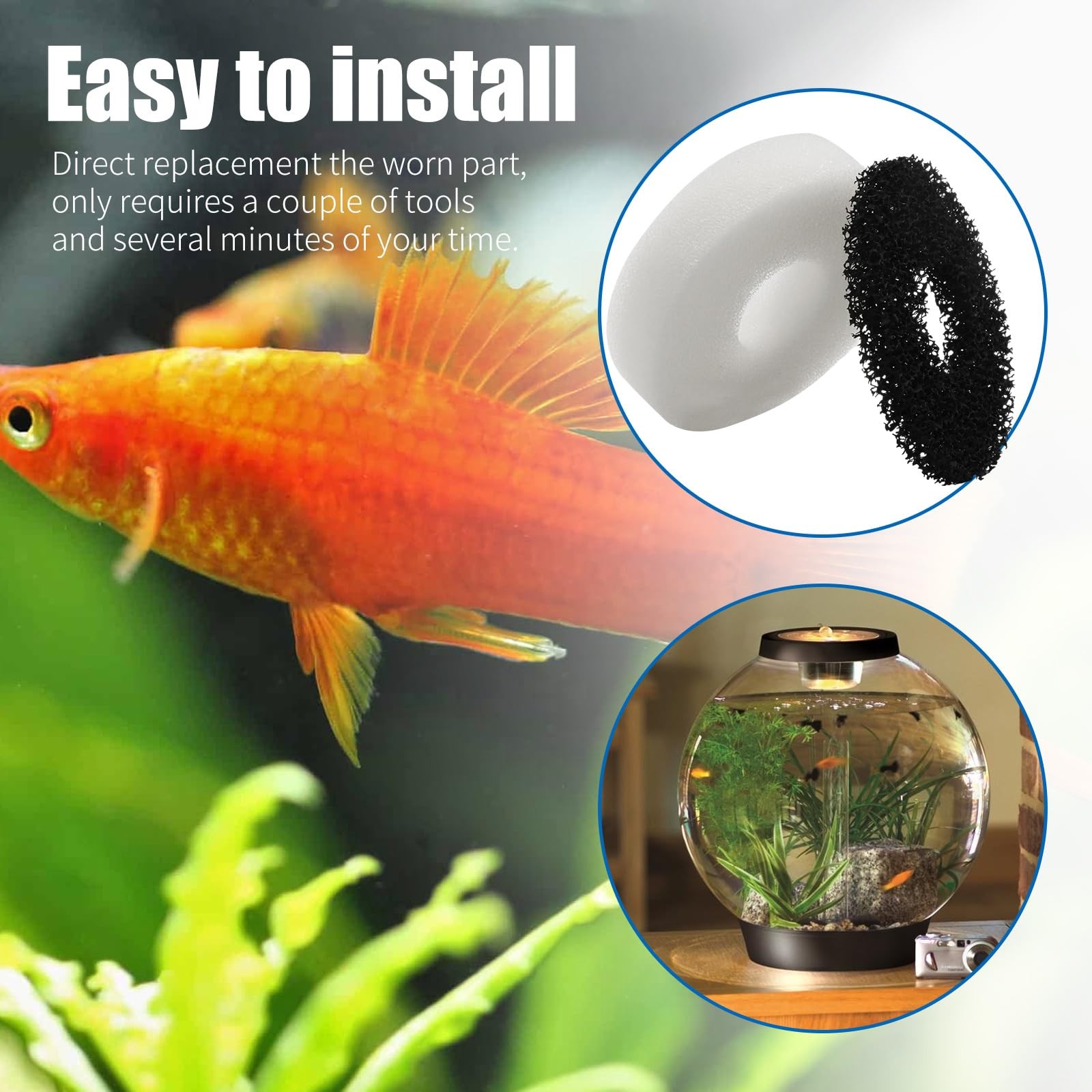 20 PCS Maintenance Kit For Biorb Filter Sponge Foam Carbon Rings Set