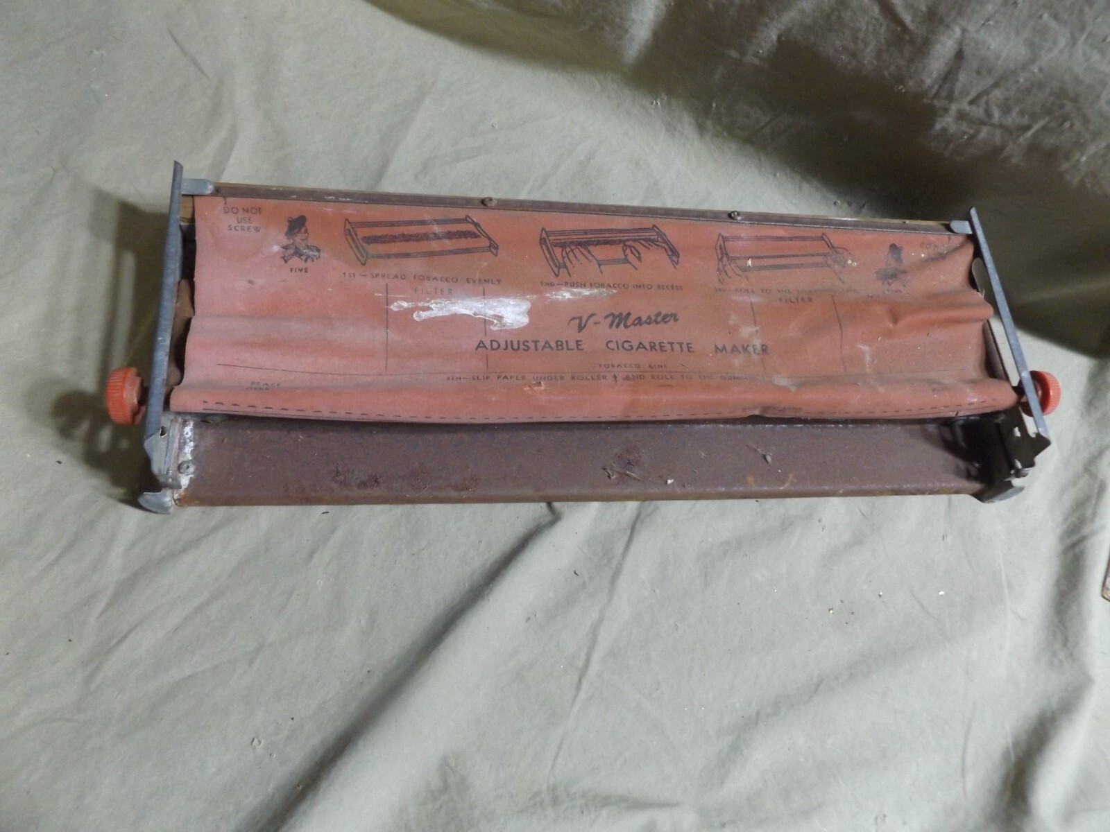 Vintage V-MASTER Adjustable Cigarette Maker Rolling Machine As Is Tobbaciania