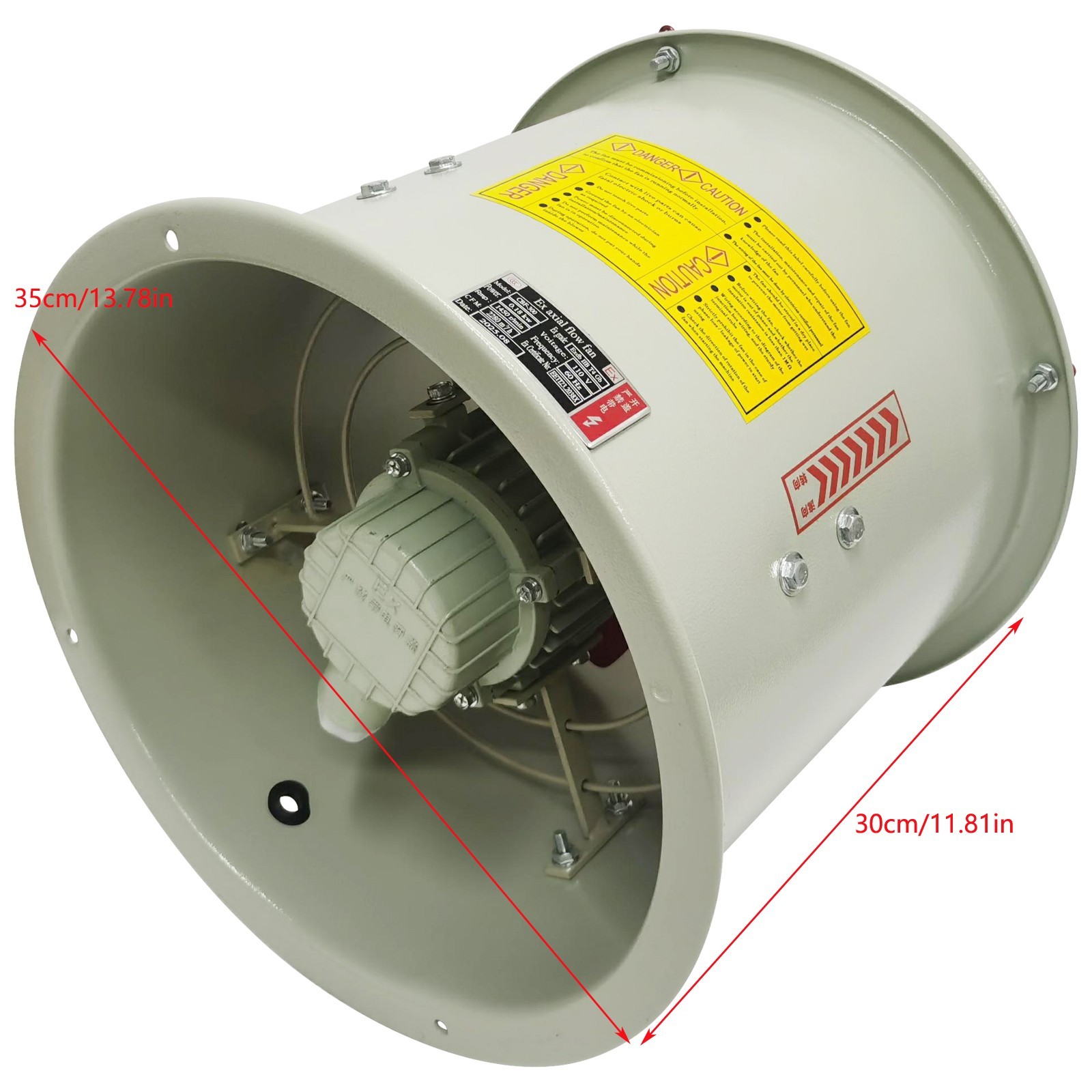 12" Hazardous Location Axial Fan Explosion-Proof Inline Duct Blower Ventilation