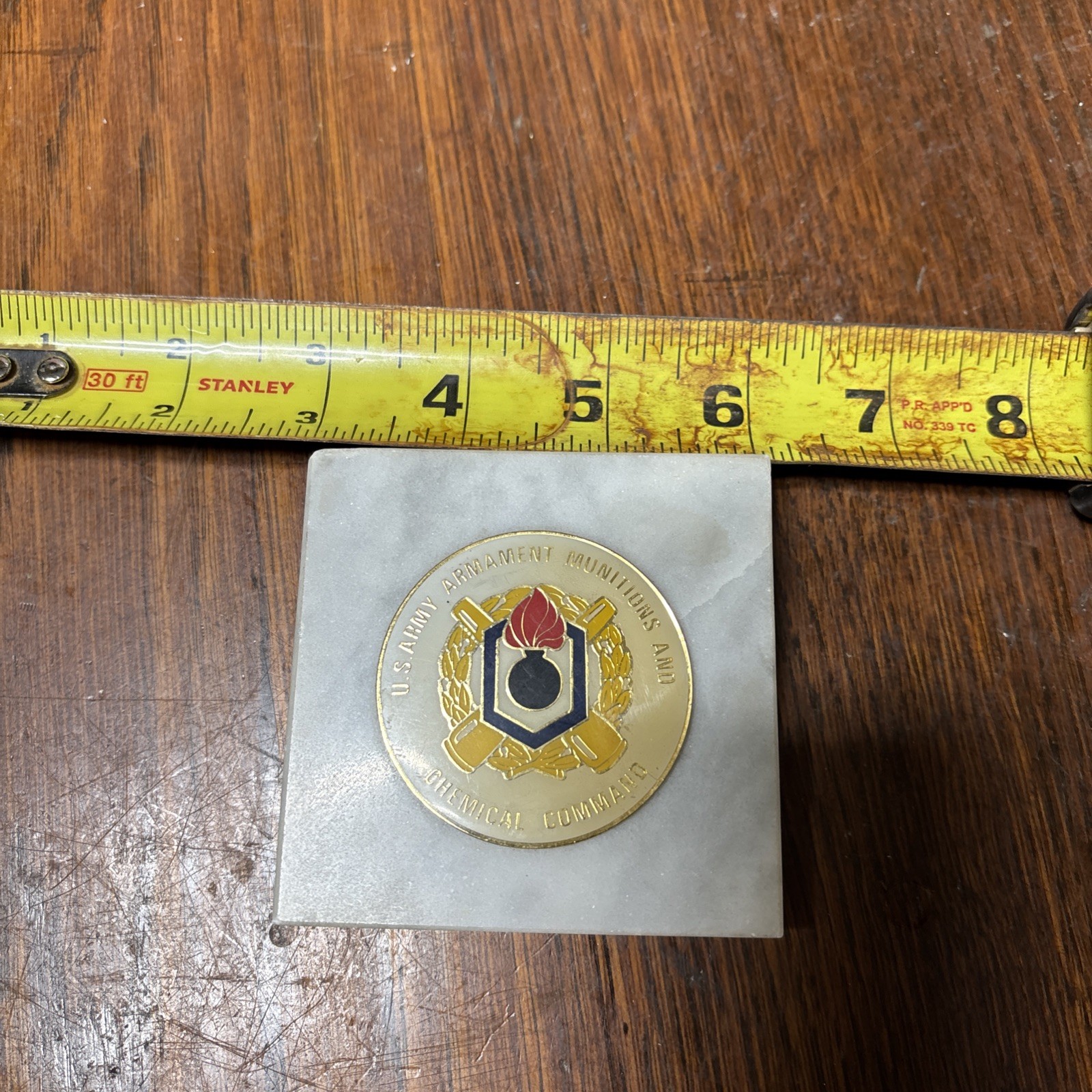 US Army Armament Munitions & Chemical Command Paperweight