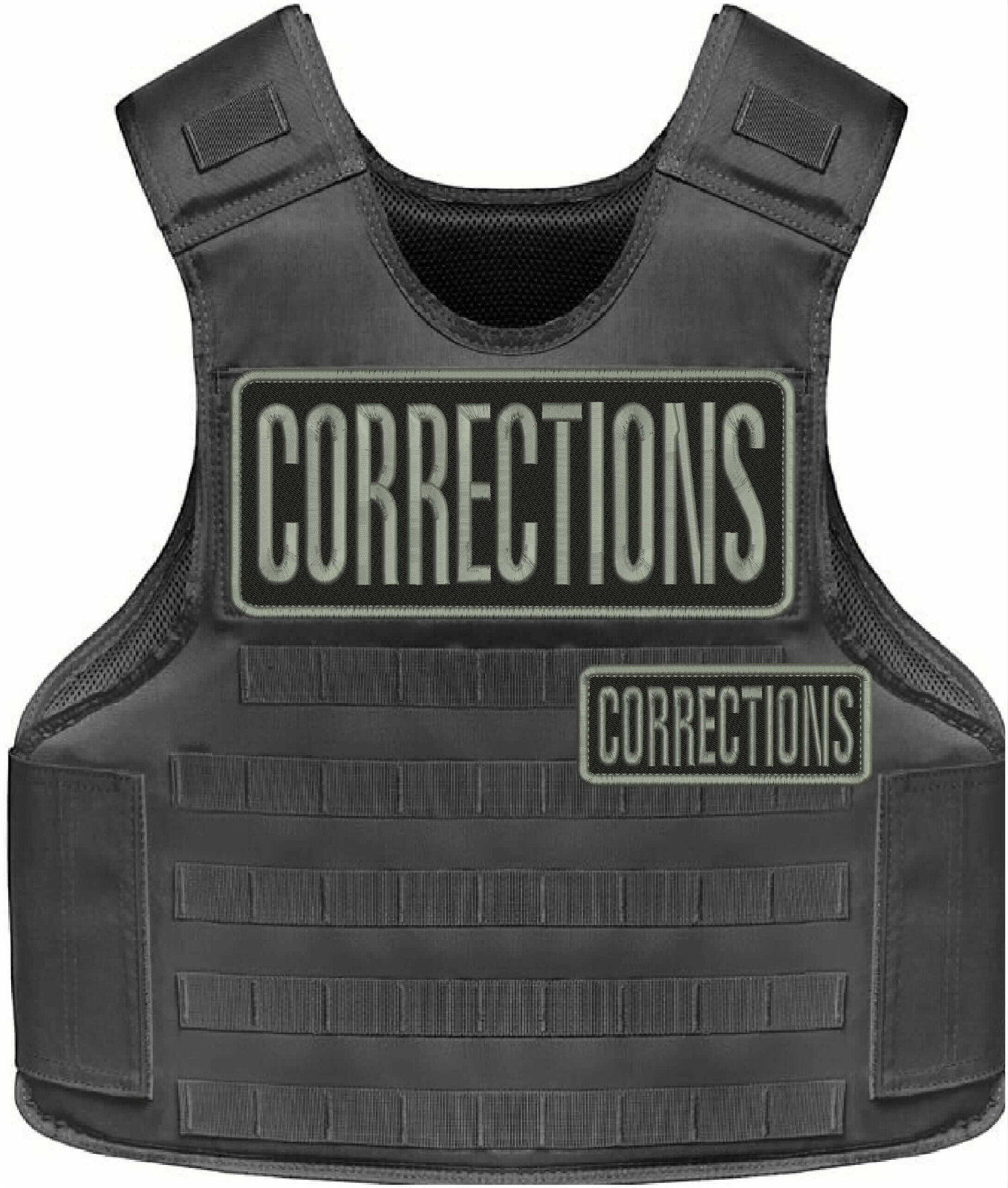 Corrections 2 EMBROIDERY PATCH 4X10 AND 2X5 HOOK ON BACK Gray on black