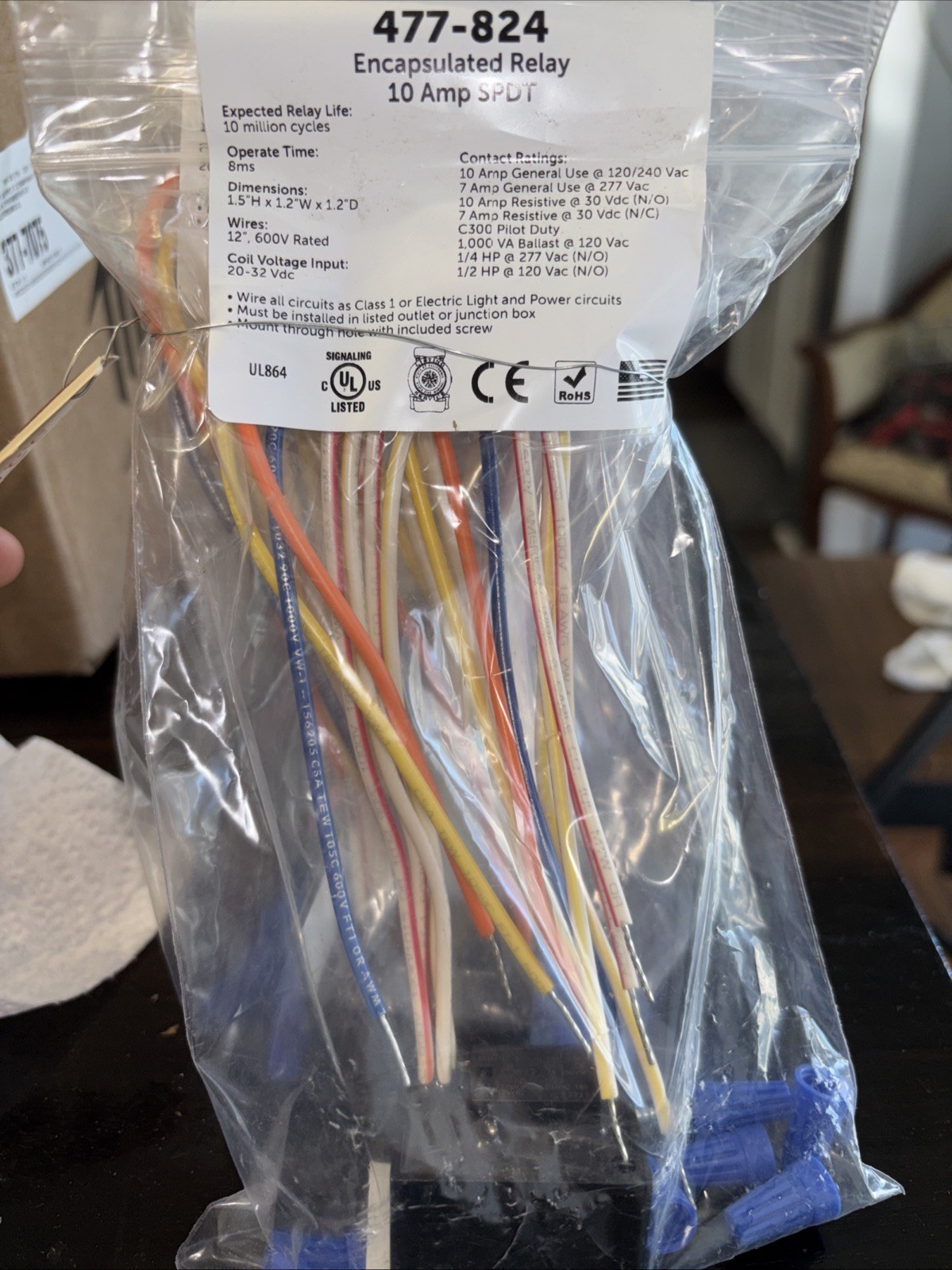 477-824 Encapsulated Relay 10 Amp SPDT SET OF THREE