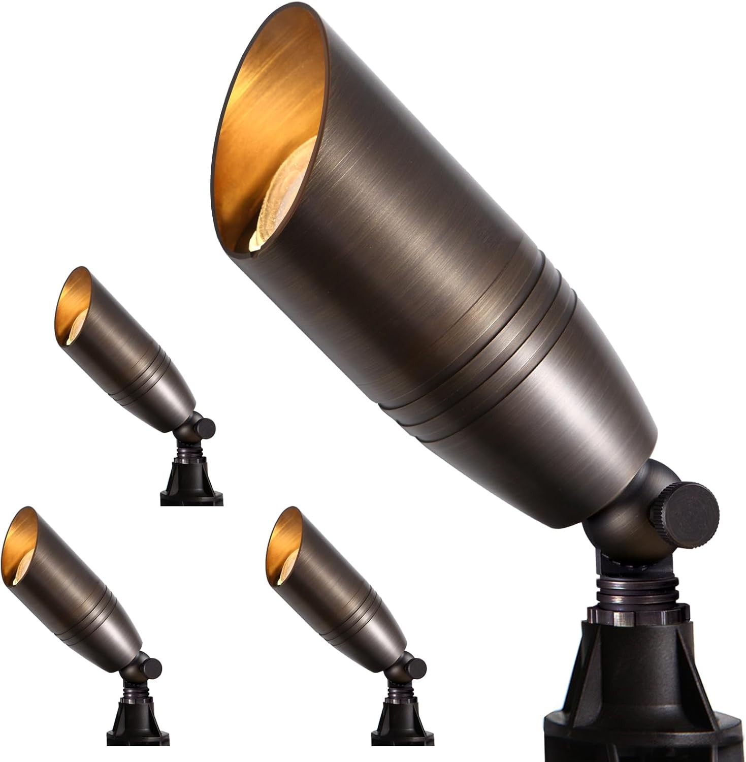 Solid Brass Outdoor Landscape Spotlights, 12V Heavy Duty Low Voltage LED