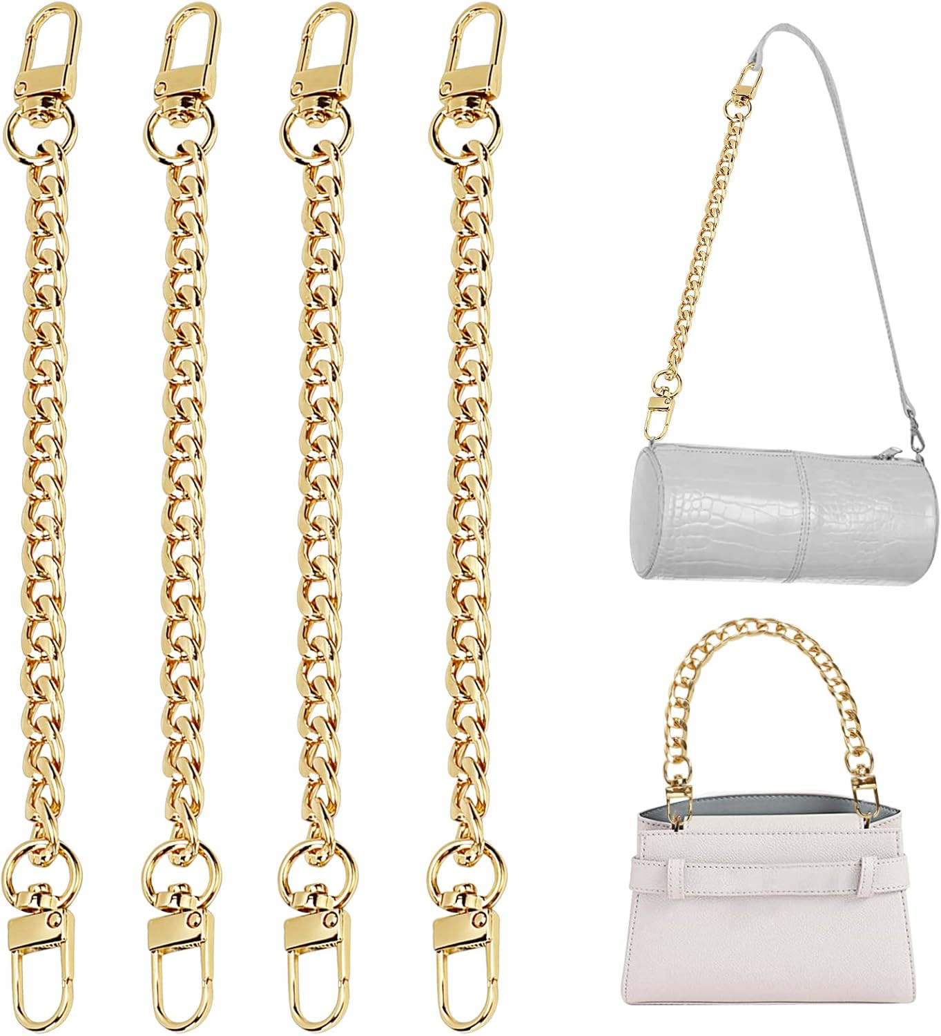 4PCS Purse Chain Strap, Flat Handbag  Strap with Metal Buckles Purse Strap Exten