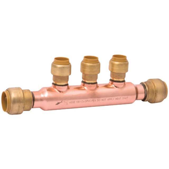 SharkBite 3/4" x 3/4" x 1/2" Push-to-Connect Copper 3-Port Manifold Fitting