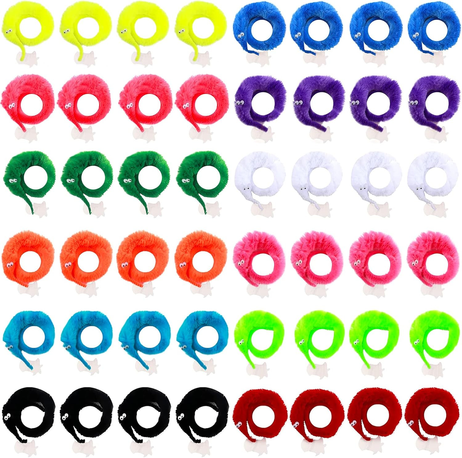 CCINEE 48 Pcs Magic Twisty Worm Wiggly Twisty Fuzzy Worms on a String Magic Worm