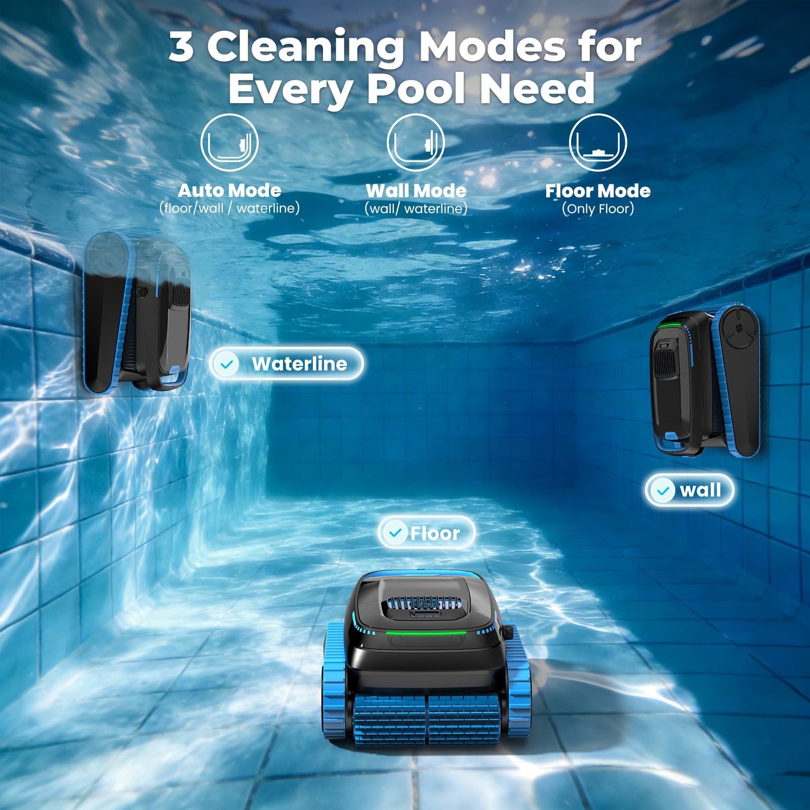 Automatic Robotic Pool Cleaner, Cordless Vacuum Robot 4 Inground & Above Ground