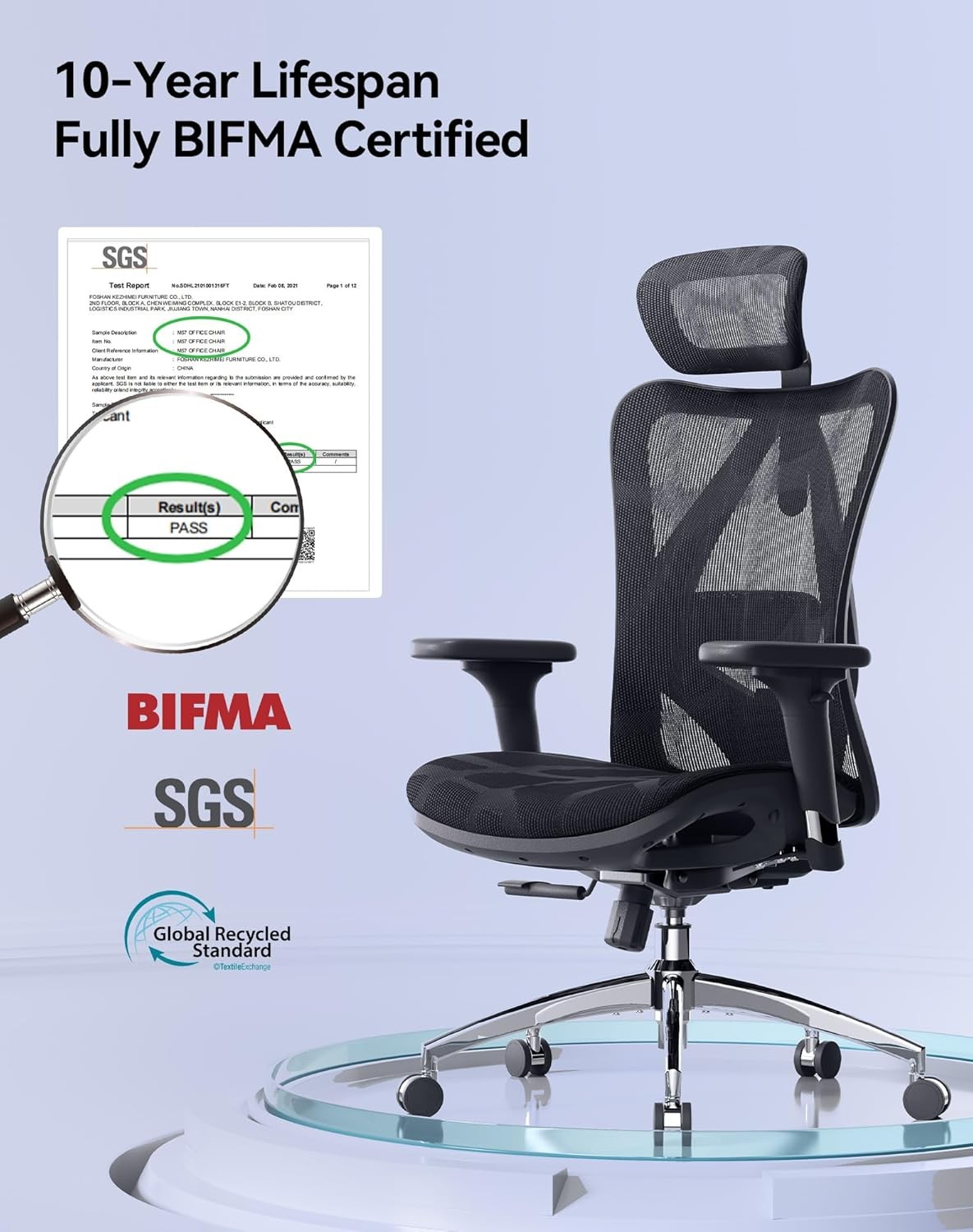 M57 Ergonomic Mesh Office Chair, 330-pound weight capacity — Black