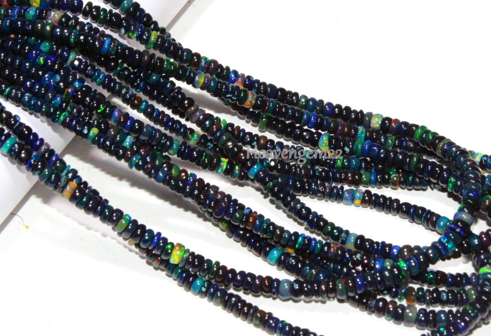 AAA Ethiopian Black Opal Smooth Rondelle Gemstone Beads Jewelry Making