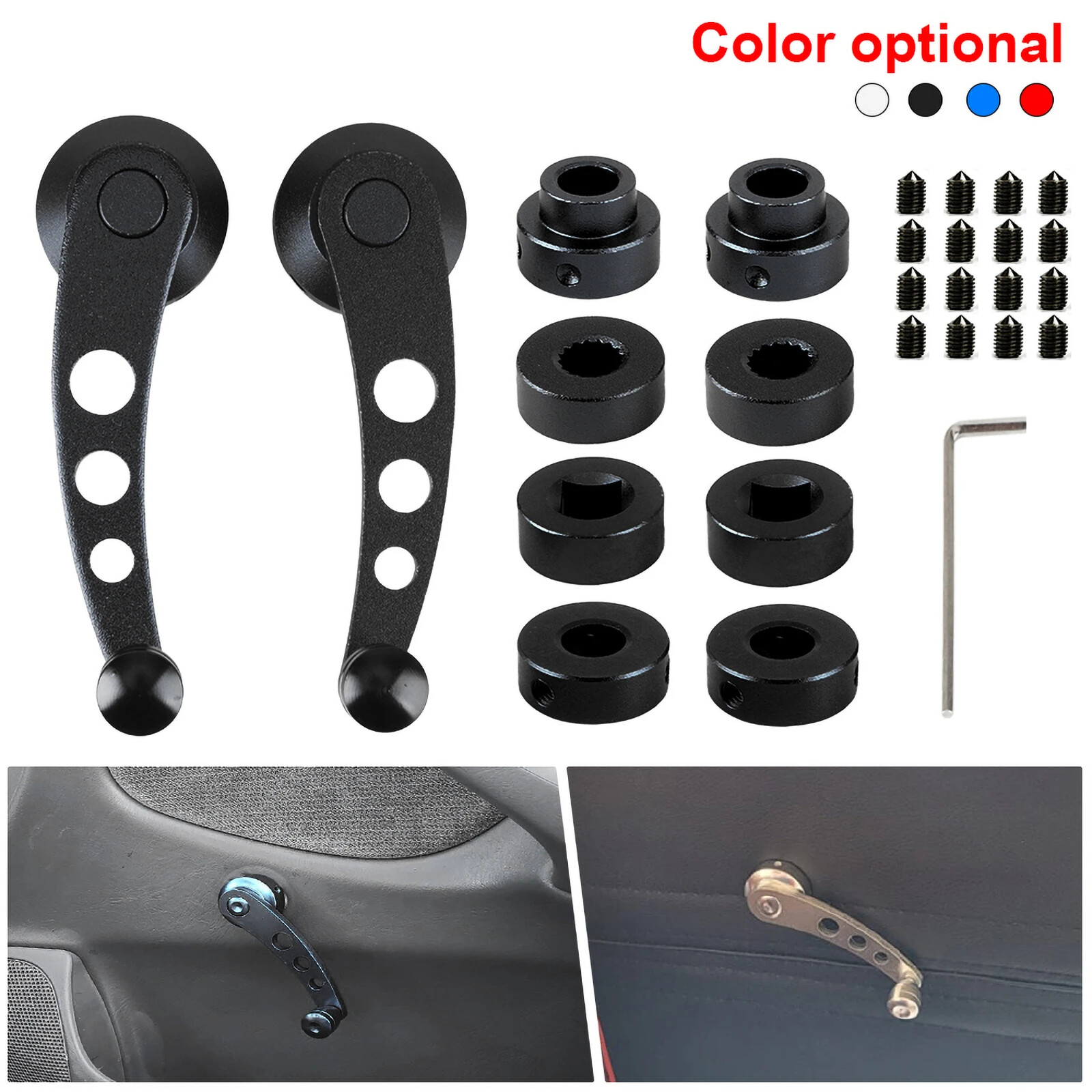 Set Black Window Winder Crank Car Manual Door Handle For Honda Civic 1984-2000