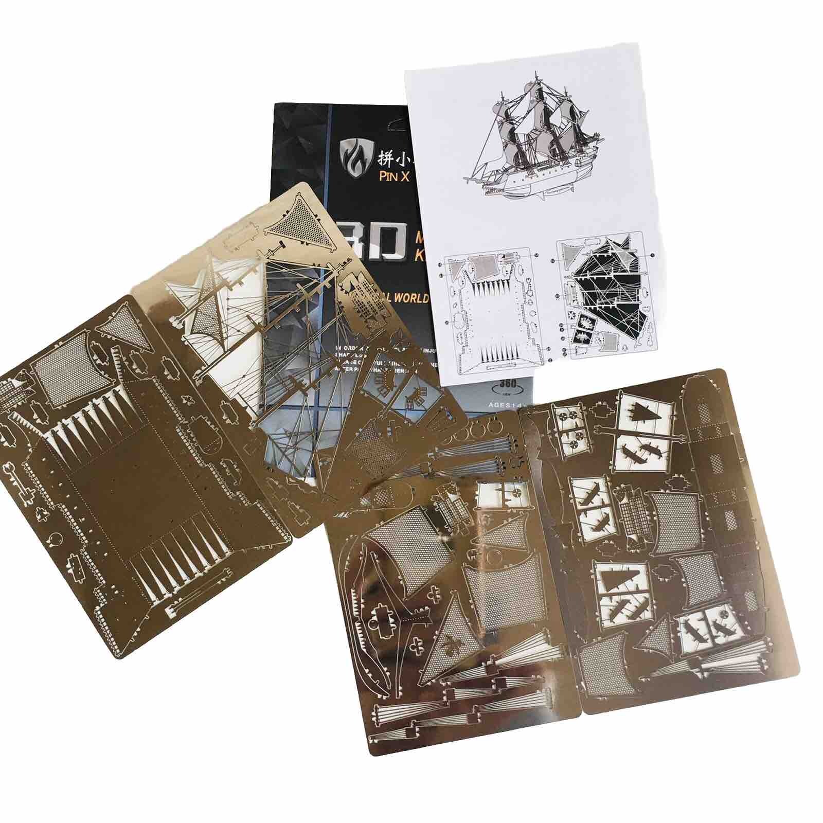 Metal 3D Puzzle Model- Boat 10cm x 9 cm Stainless silver T-558