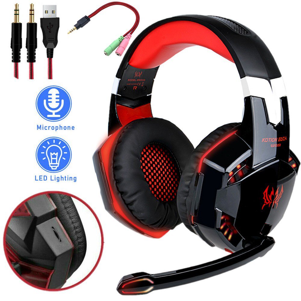 For PC PS5 PS4 Xbox One 3.5mm Gaming Headset Mic LED Headphones Stereo Surround