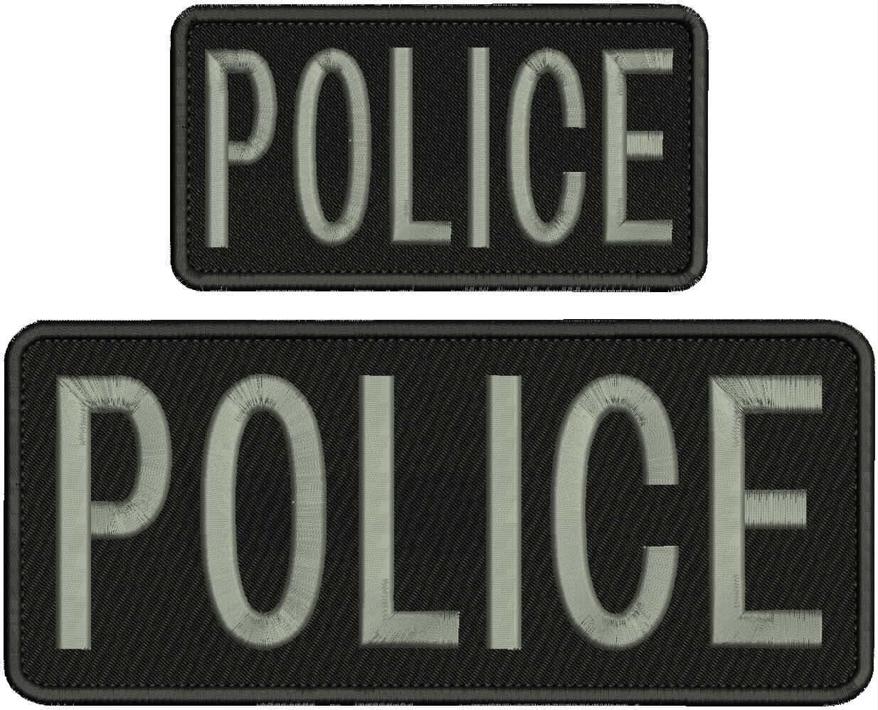 POLICE embroidery patches  4x10 and 3x6"  hook on back gray Letters