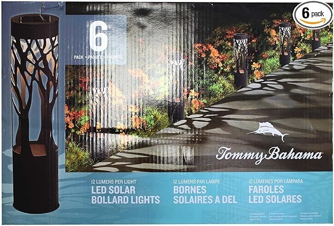 Tommy Bahama 12-Lumen Solar Bollard Light with Tree Design LED 6-Pack