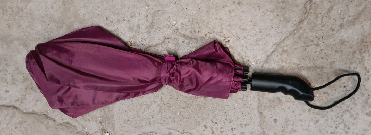 Purple Rain Umbrella Push Button Auto Umbrella Polyester With Loop Ergonomic