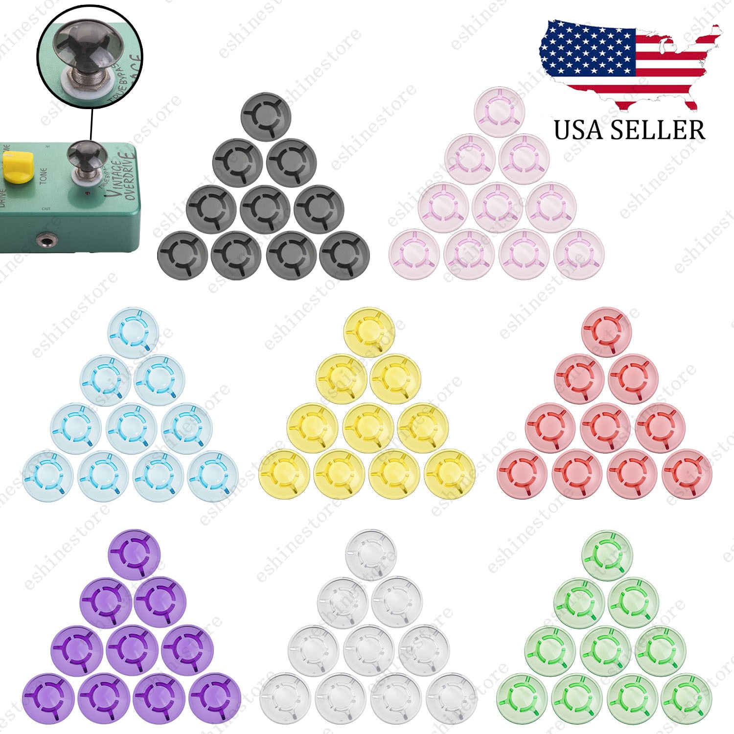 10Pcs Mushroom Shape Guitar Effect Pedal Footswitch Toppers Foot Nail Caps