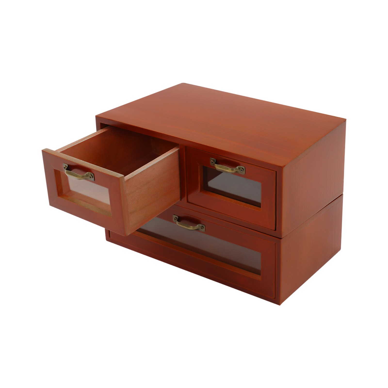 Stackable Wooden Storage Cabinets, 2 Desktop Organizing Cabinets with 3 Drawers