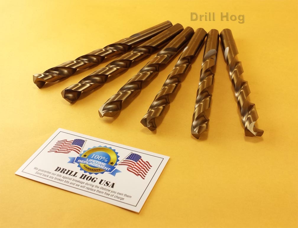 Drill Hog USA 1/2" Cobalt Drill Bits M42 Drill Bit 6 Pack Lifetime Warranty