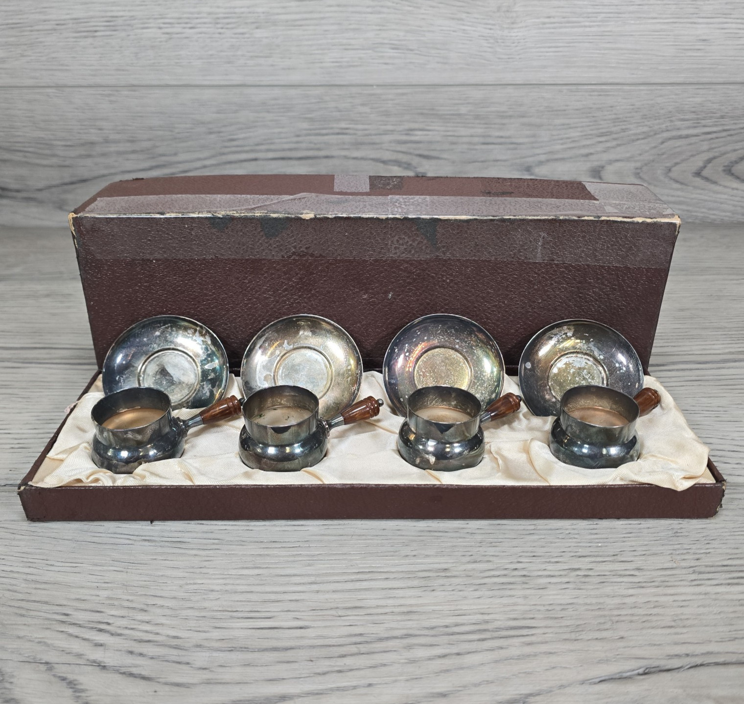 Vtg Mid-Century Silverplated Individual Salt Cellars / Butter Warmers - Set of 4