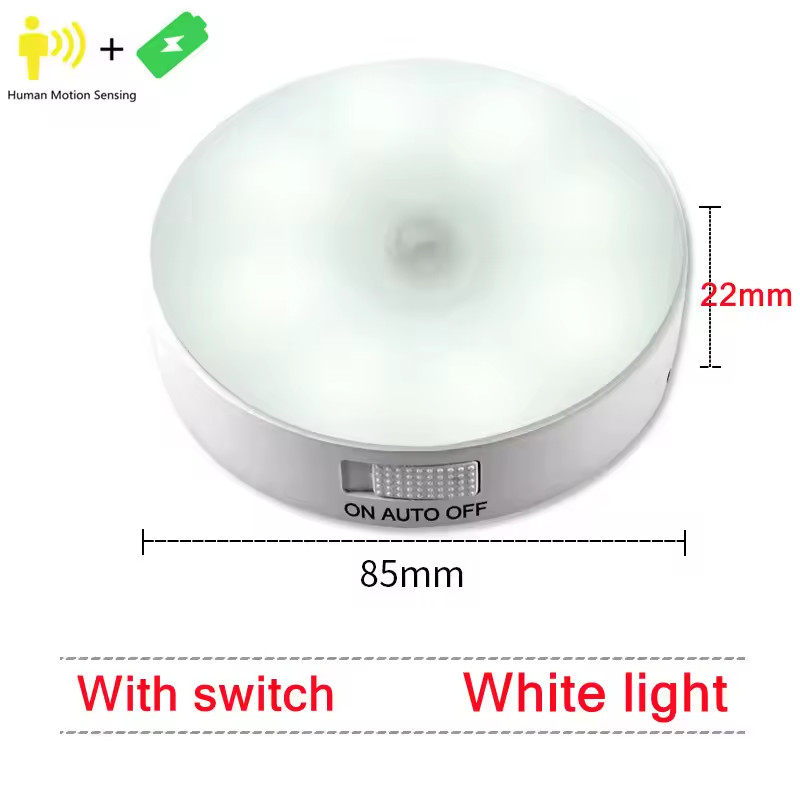LED Motion Sensor Under Cabinet Closet Light USB Rechargeable Kitchen Lamp