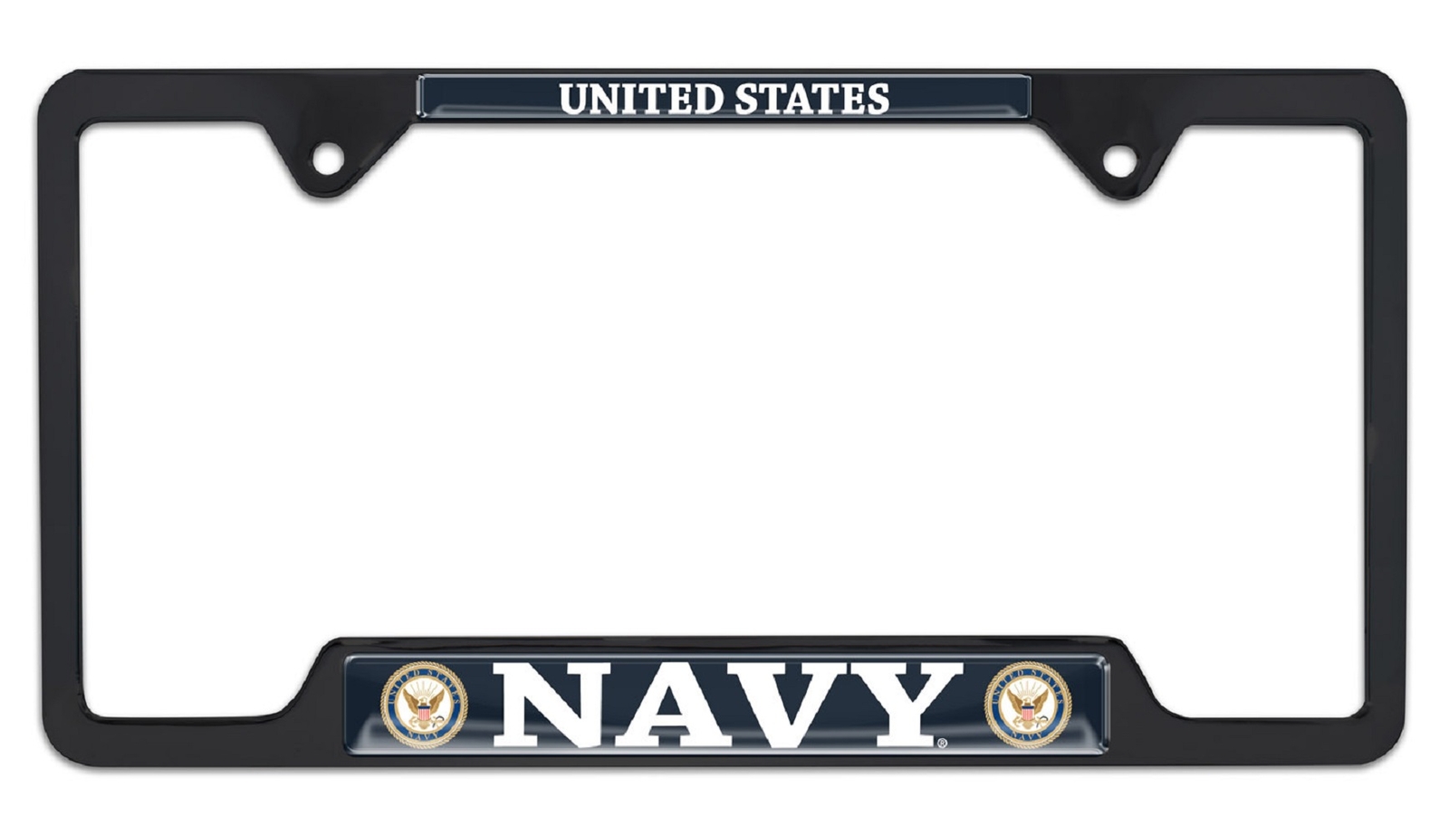United States Navy Black Open License Plate Frame