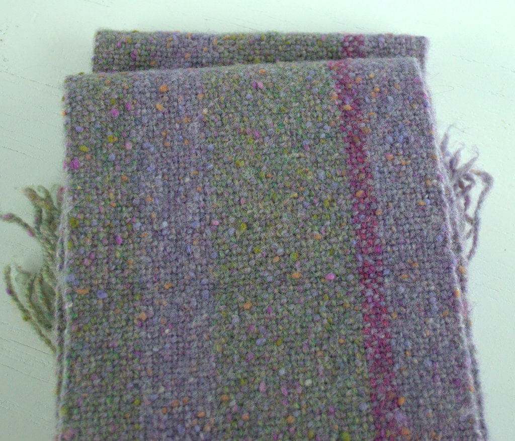 Hand Woven Heather Scarf Sage Lilac Patti Haskell Hand Woven 65" X 6.5" So Nice