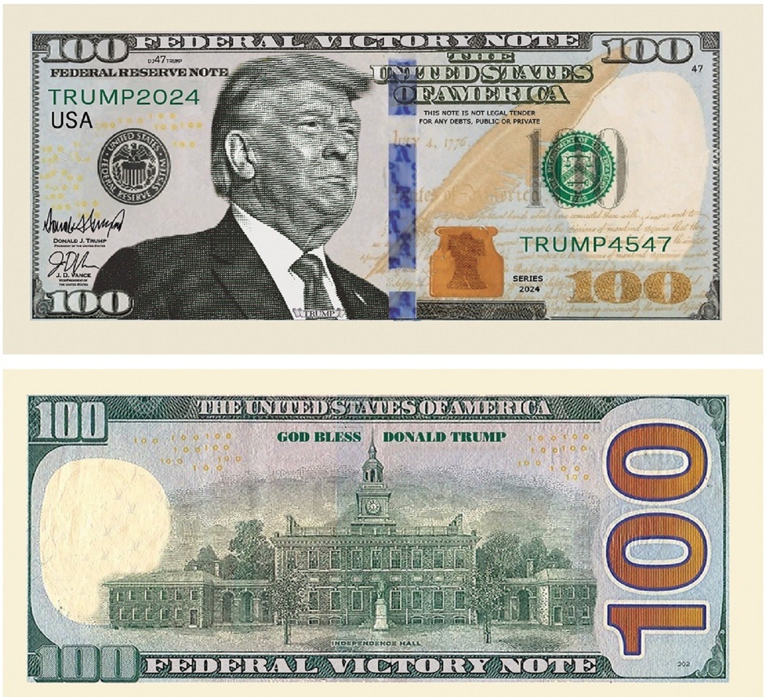 Pack of 100 Donald Trump $100 Presidential Collectible Novelty Dollar Bills