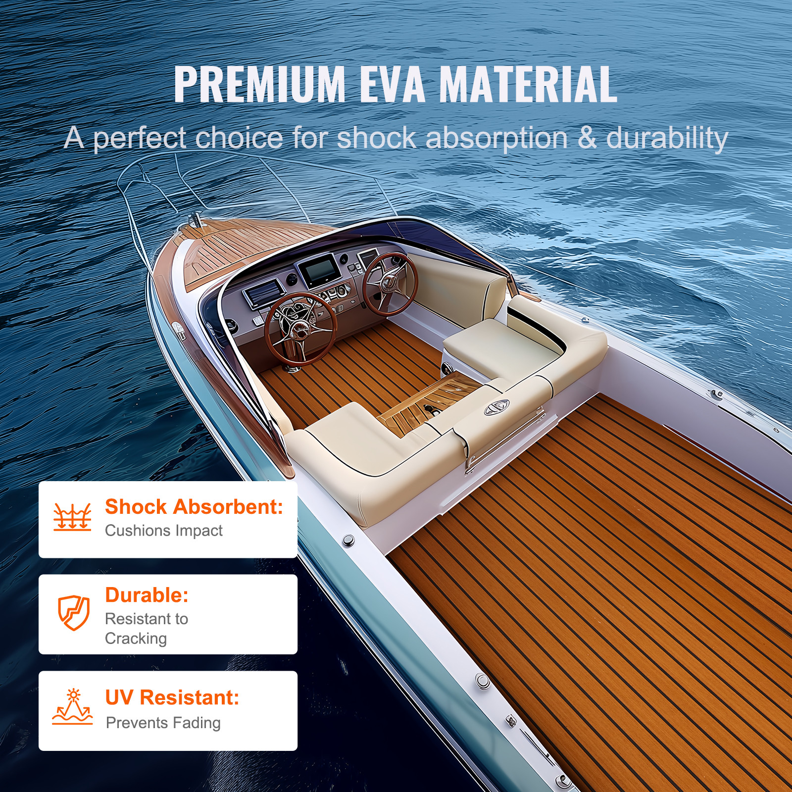 VEVOR Boat Flooring EVA Foam Boat Decking 94.5" x 35.4" Self-Adhesive Flooring