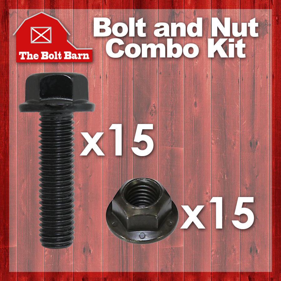 (15) 3/8-16x1-1/2 Grade 8 Hex Flange Bolts & (15) 3/8-16 Gr.G Flange Lock Nuts
