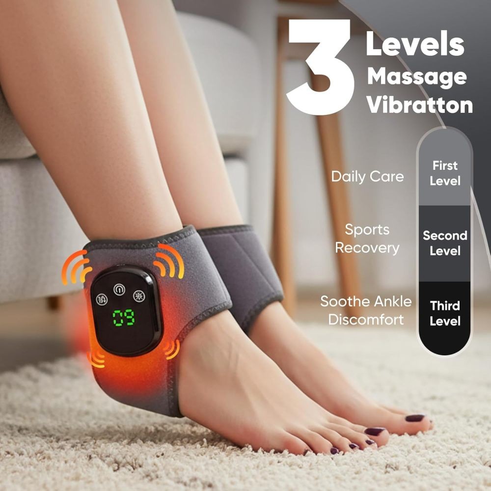 Electric Foot and Ankle Massager with 3-Speed Vibration & 5 Temperature Settings