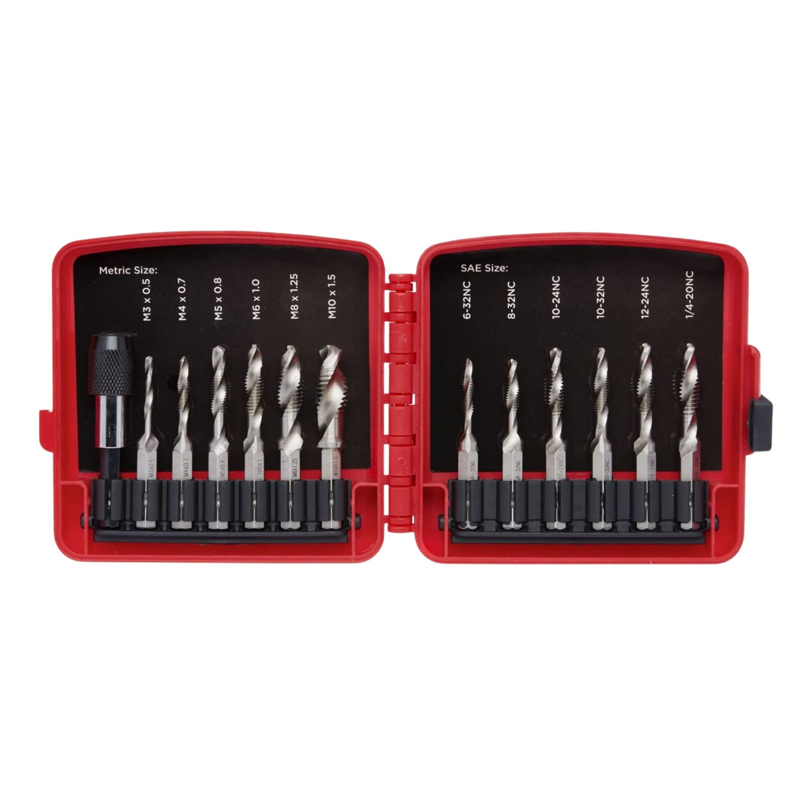 10059A Combination Drill and Tap Bit Set with Quick Change Adapter, 13 Piece,...