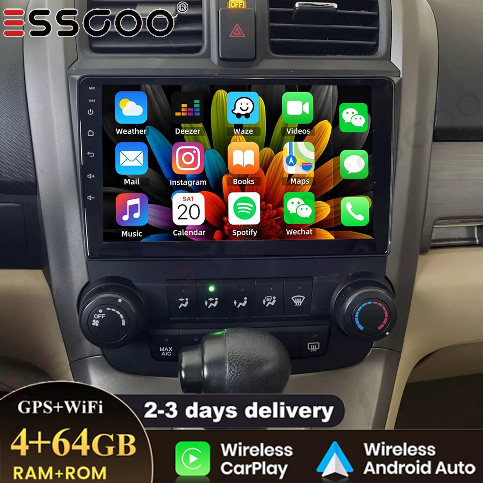 4+64GB For 2007-2011 Honda CRV Android 15 Car Stereo Auto Radio GPS Navi WiFi BT