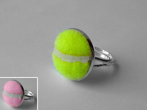 Real Tennis Ball Ring - Handmade Ring From a Yellow or Pink Tennis Ball