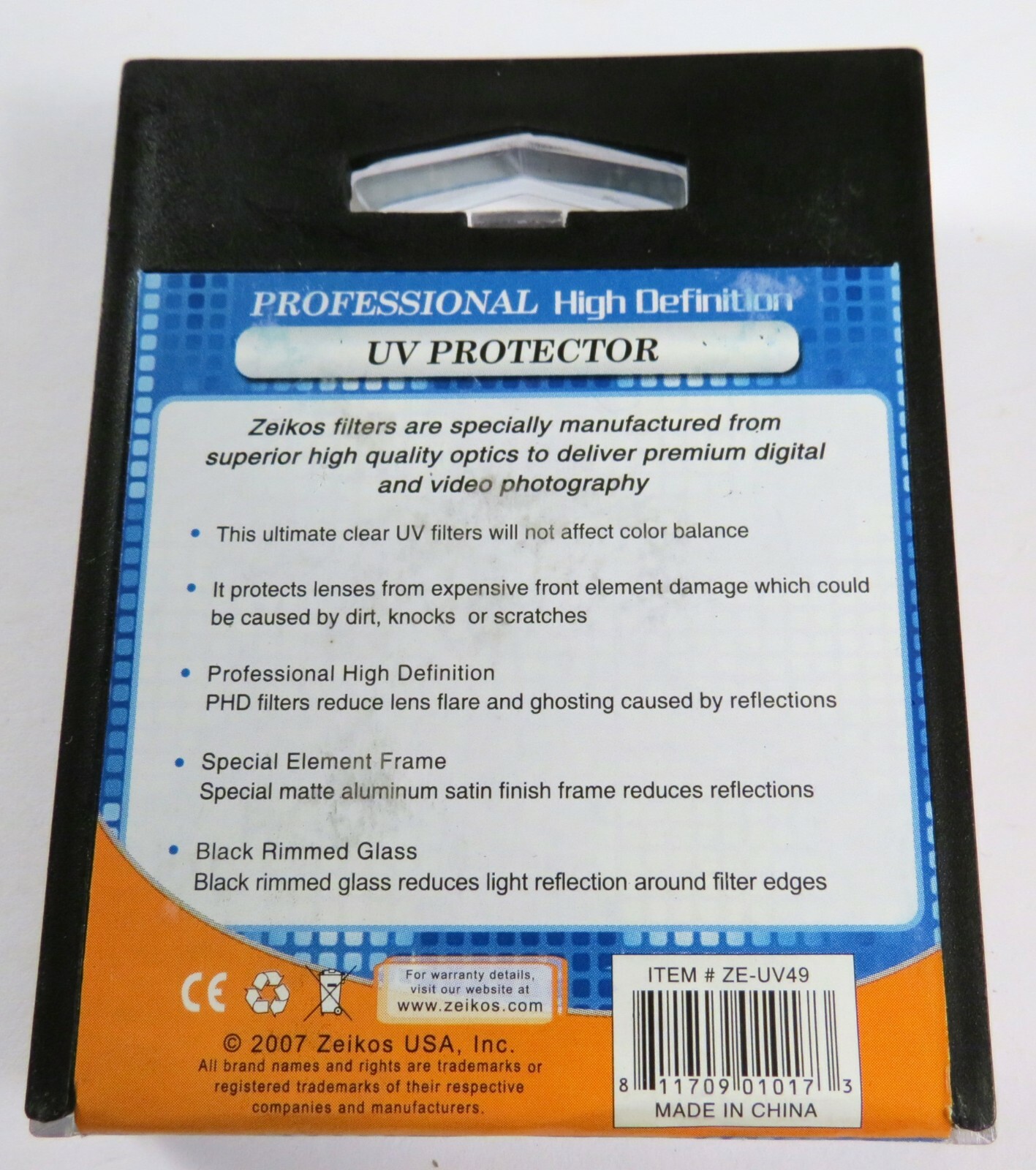 Zeikos USA 49mm Multi-Coated Professional UV Protector Filter with Case